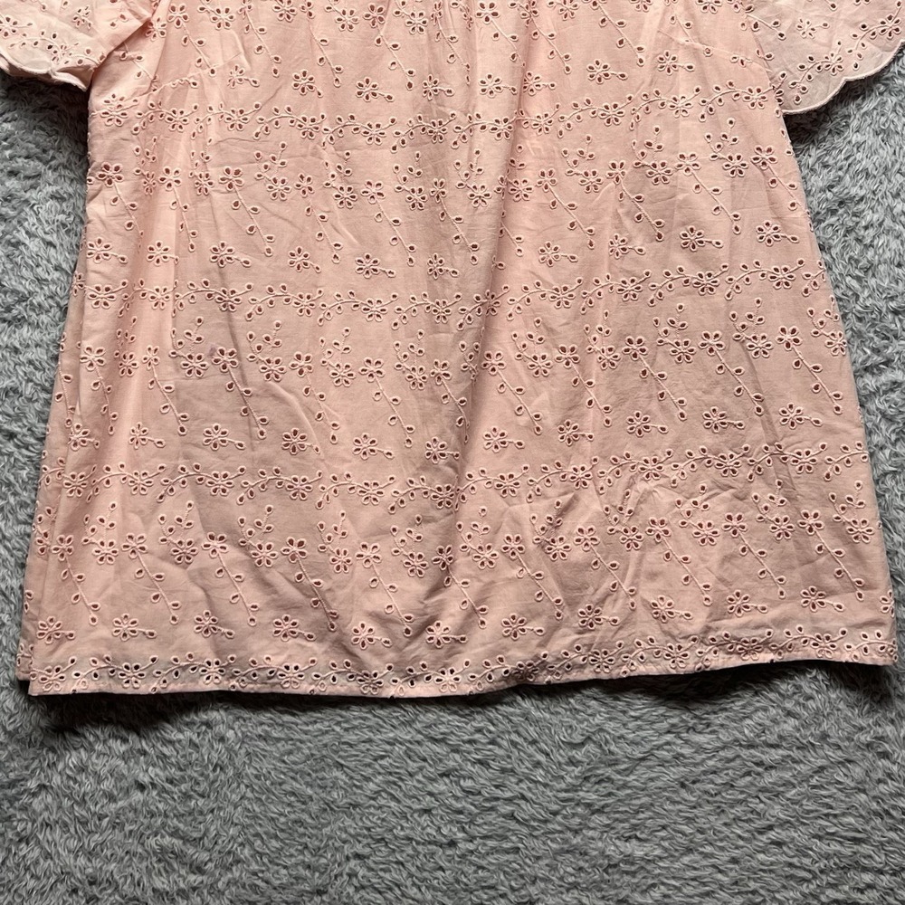 Talbots Floral Embroidedery Eyelet Square Neck Top Womens XL Peach Cotton Casual - Picture 3 of 10